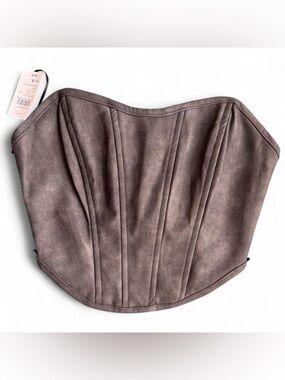 Windsor Gray Faux Suede Corset Top